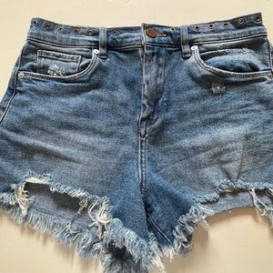 Blank NYC The Barrow Jean Shorts with Eyelets